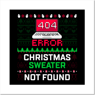 Computer Error 404 Ugly Christmas Sweater Not's Found Posters and Art